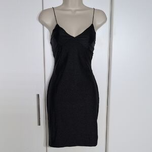 Timing Black Mini Dress with Spaghetti Straps